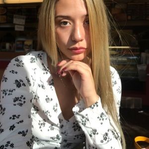 white and black floral top